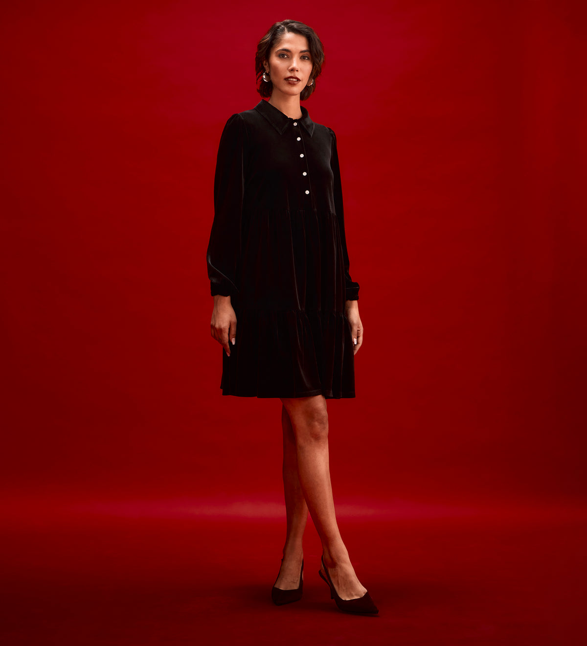 Rosanna Black Velvet Short Dress