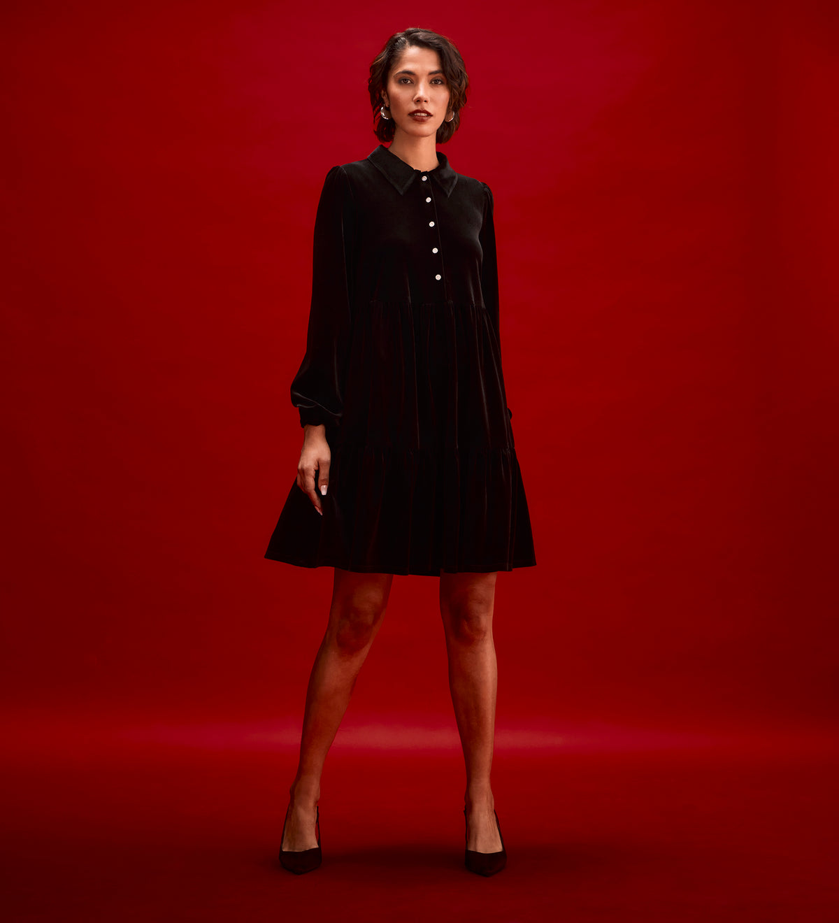 Rosanna Black Velvet Short Dress
