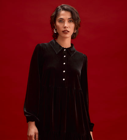 Rosanna Black Velvet Short Dress