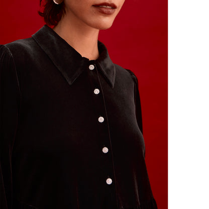 Rosanna Black Velvet Short Dress