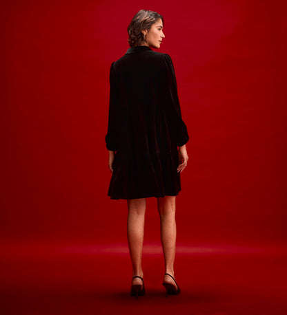 Rosanna Black Velvet Short Dress
