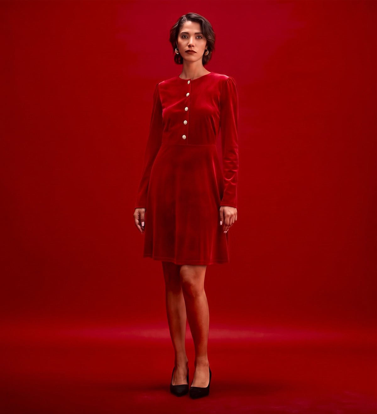 Rae Red Velvet Short Dress