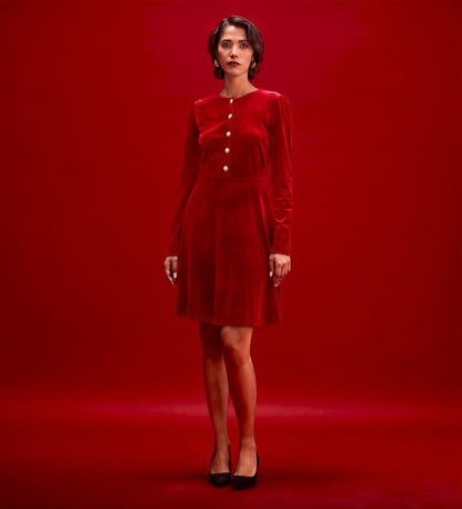 Rae Red Velvet Short Dress