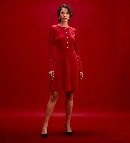 Rae Red Velvet Short Dress