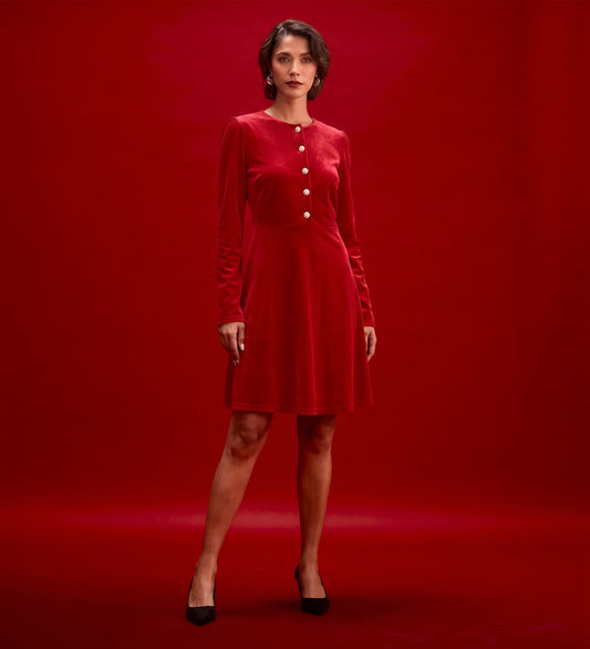 Rae Red Velvet Short Dress