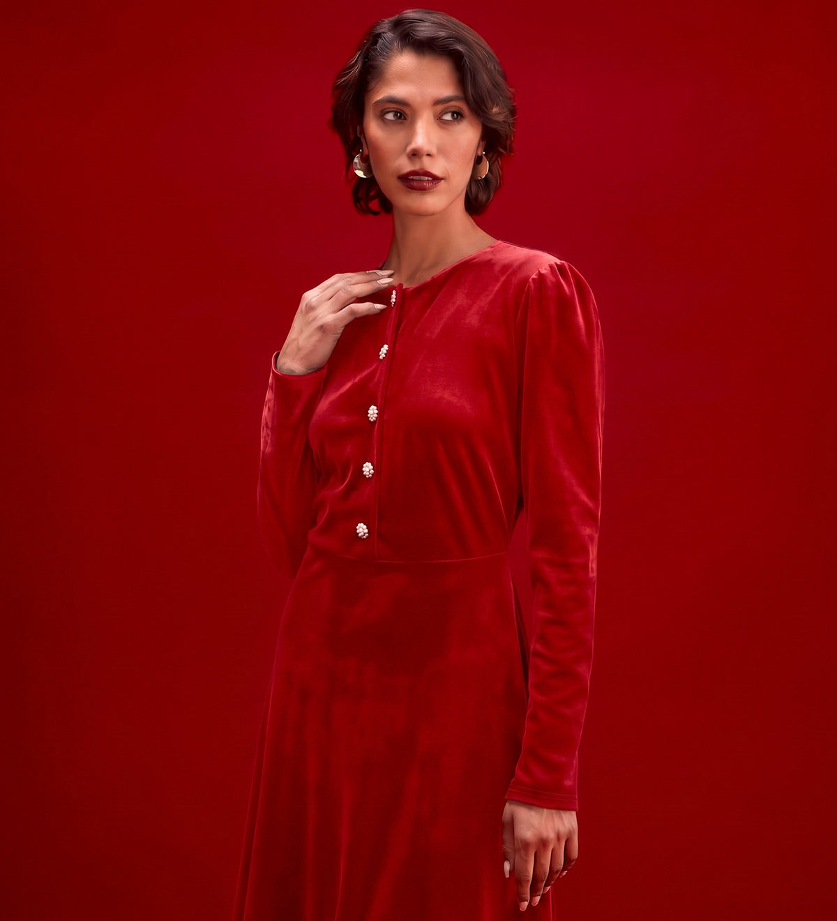 Rae Red Velvet Short Dress