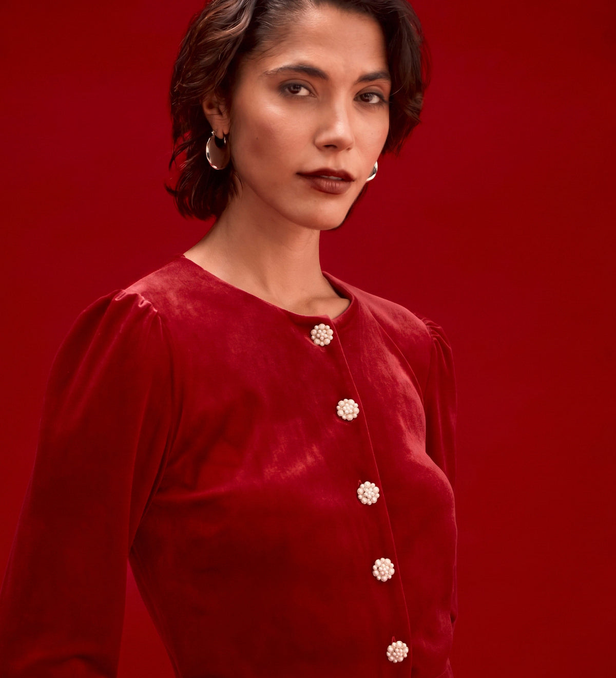 Rae Red Velvet Short Dress