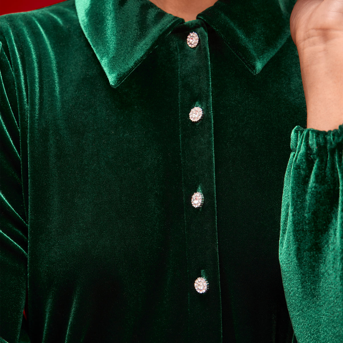Rosanna Bottle Green Velvet Short Dress