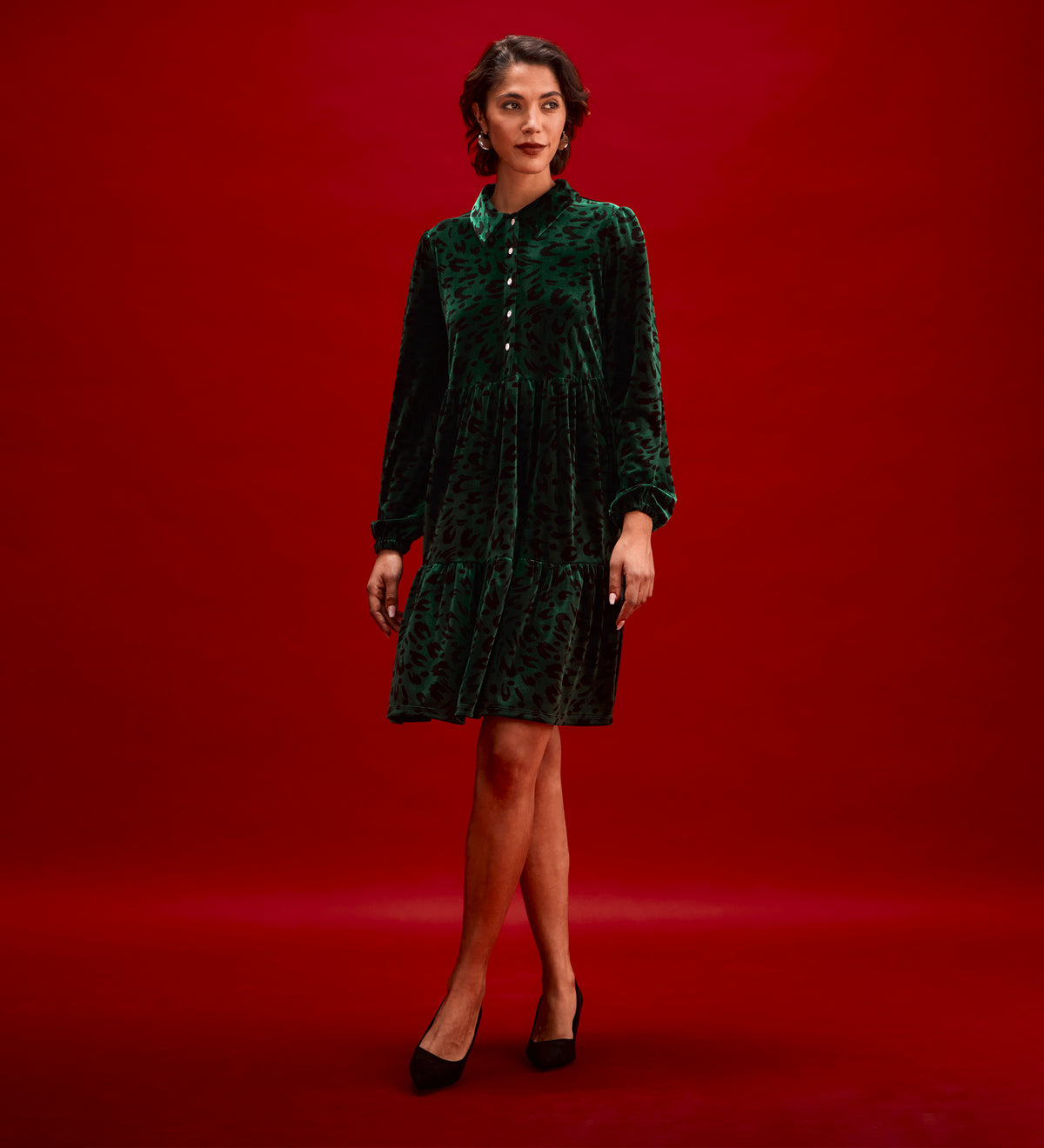 Rosanna Green Animal Velvet Short Dress