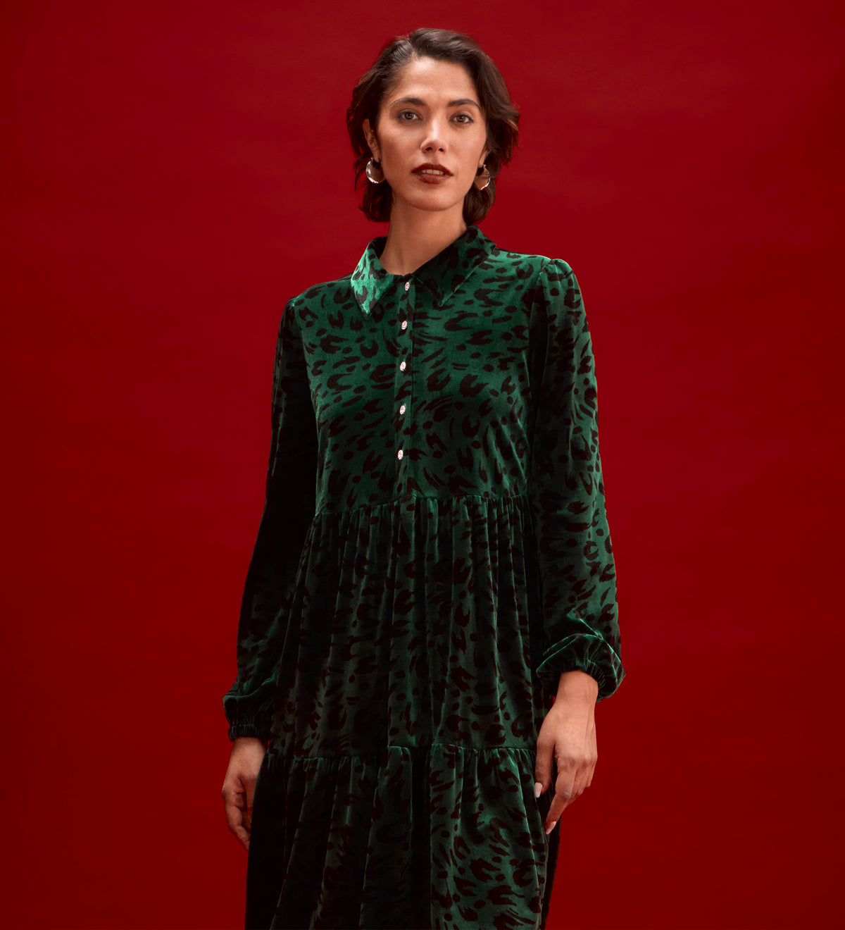 Rosanna Green Animal Velvet Short Dress
