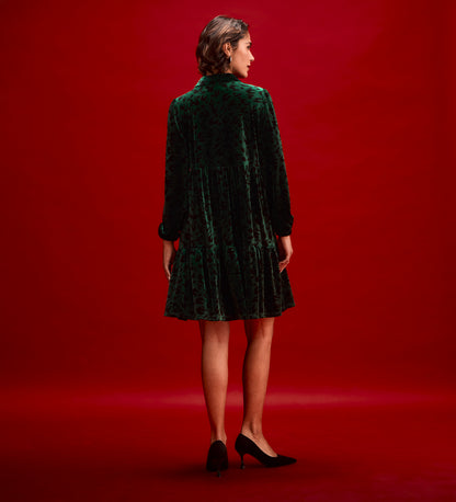 Rosanna Green Animal Velvet Short Dress