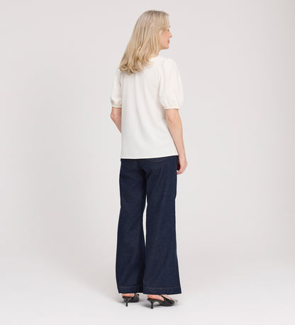 Fleur Ivory Button Down Short Sleeve Top