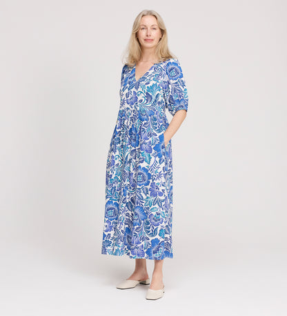 Logan Blue Floral Midi Dress