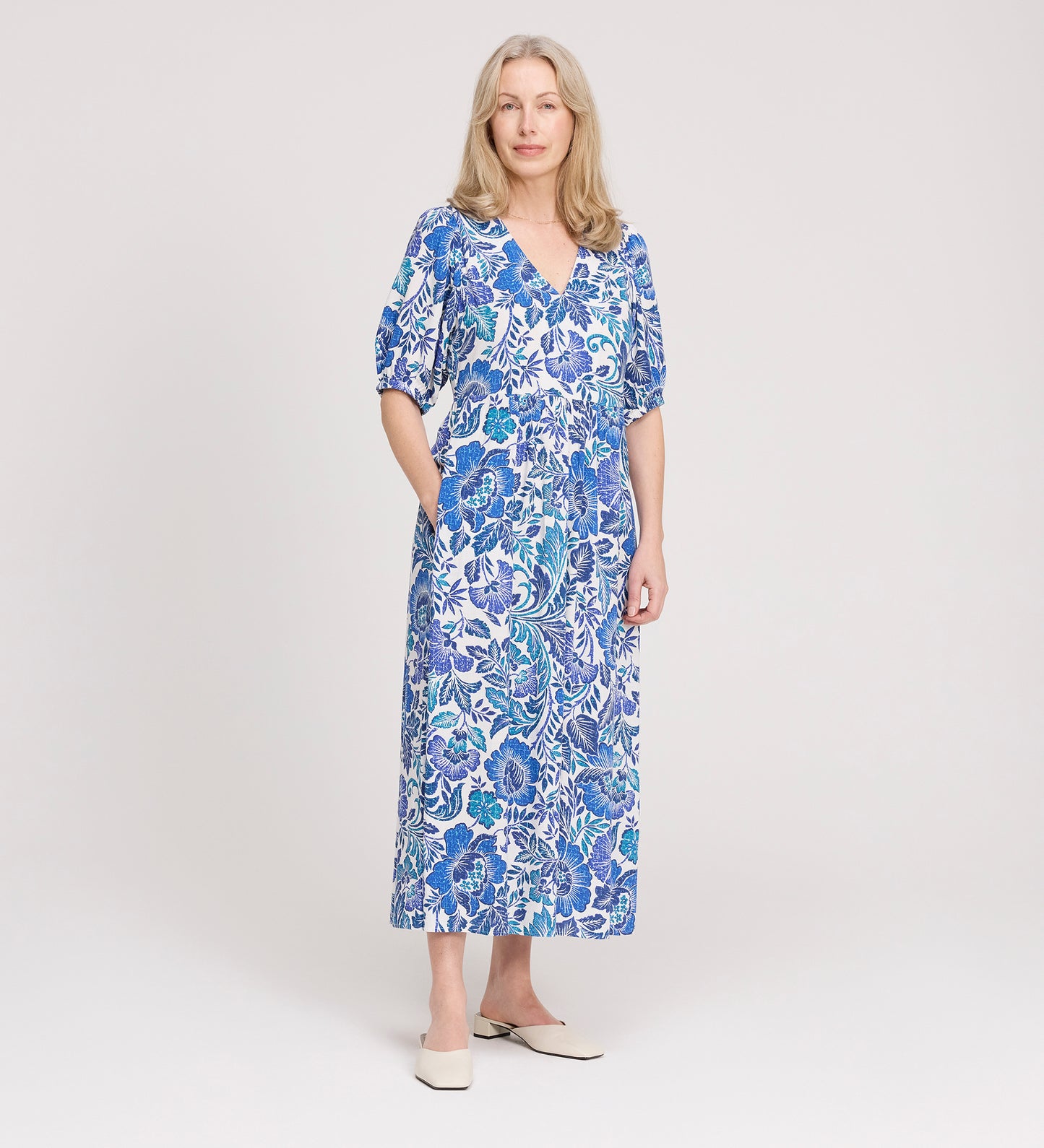 Logan Blue Floral Midi Dress