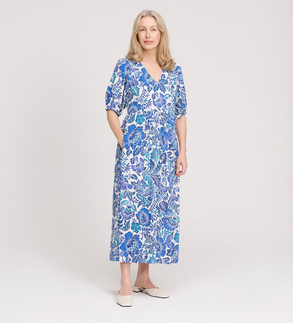 Logan Blue Floral Midi Dress