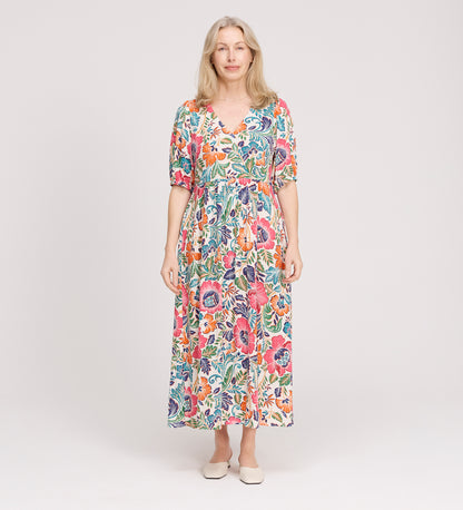 Logan Pink Floral Midi Dress
