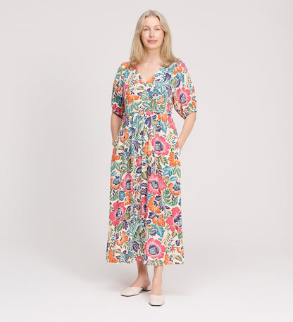 Logan Pink Floral Midi Dress