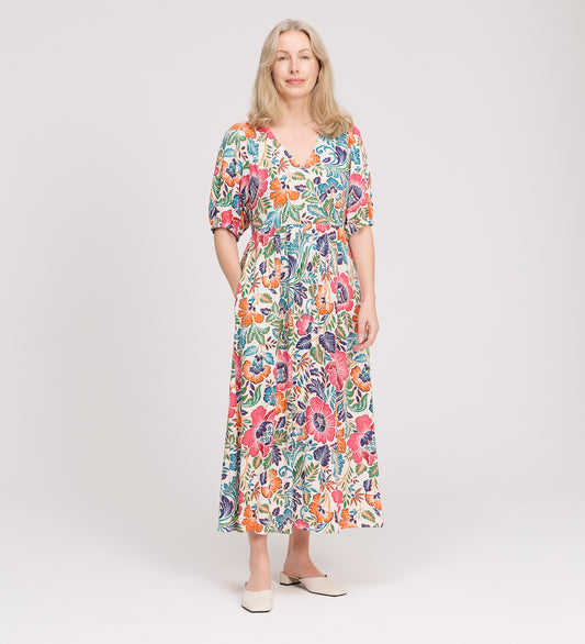 Logan Pink Floral Midi Dress