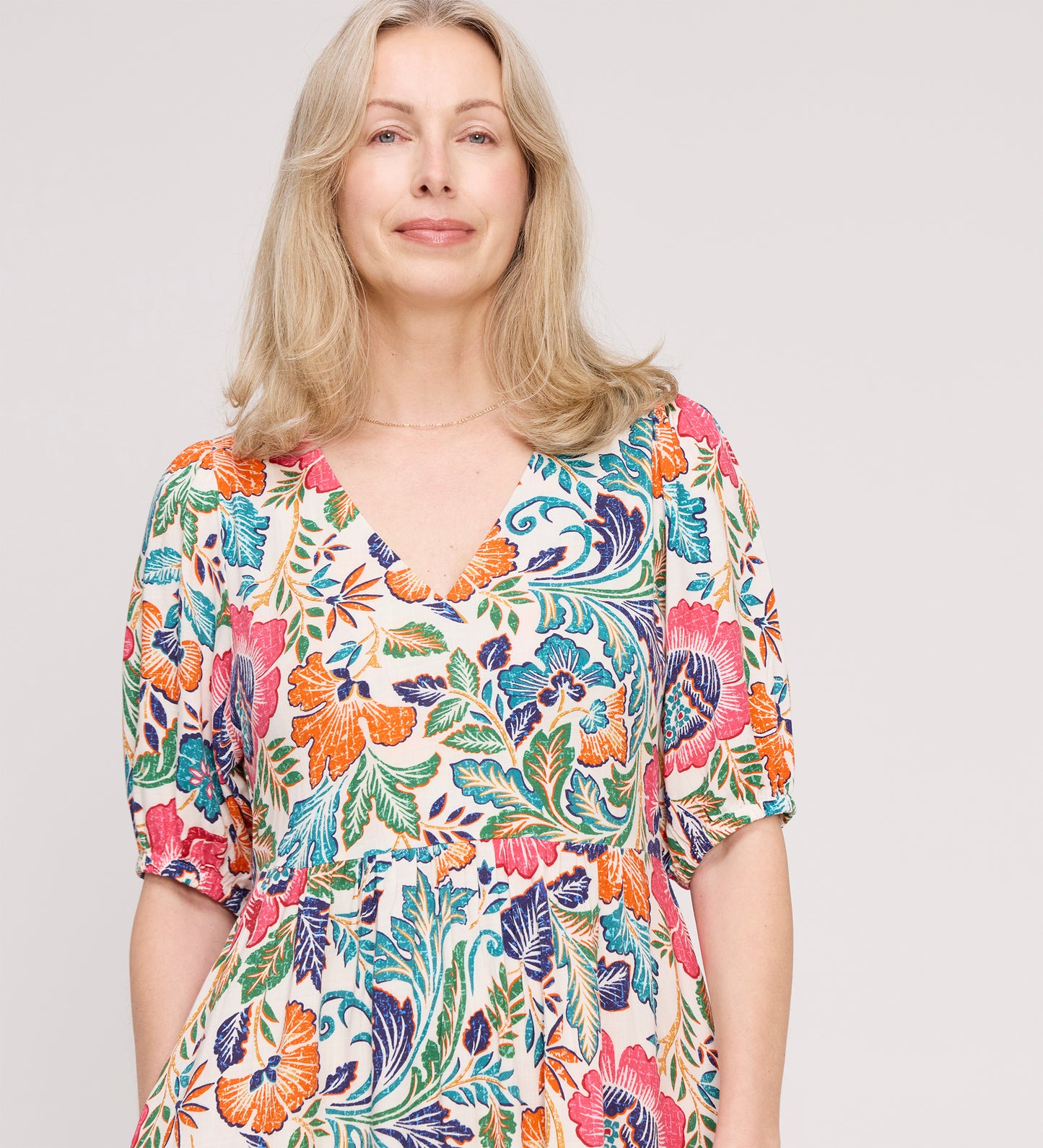 Logan Pink Floral Midi Dress