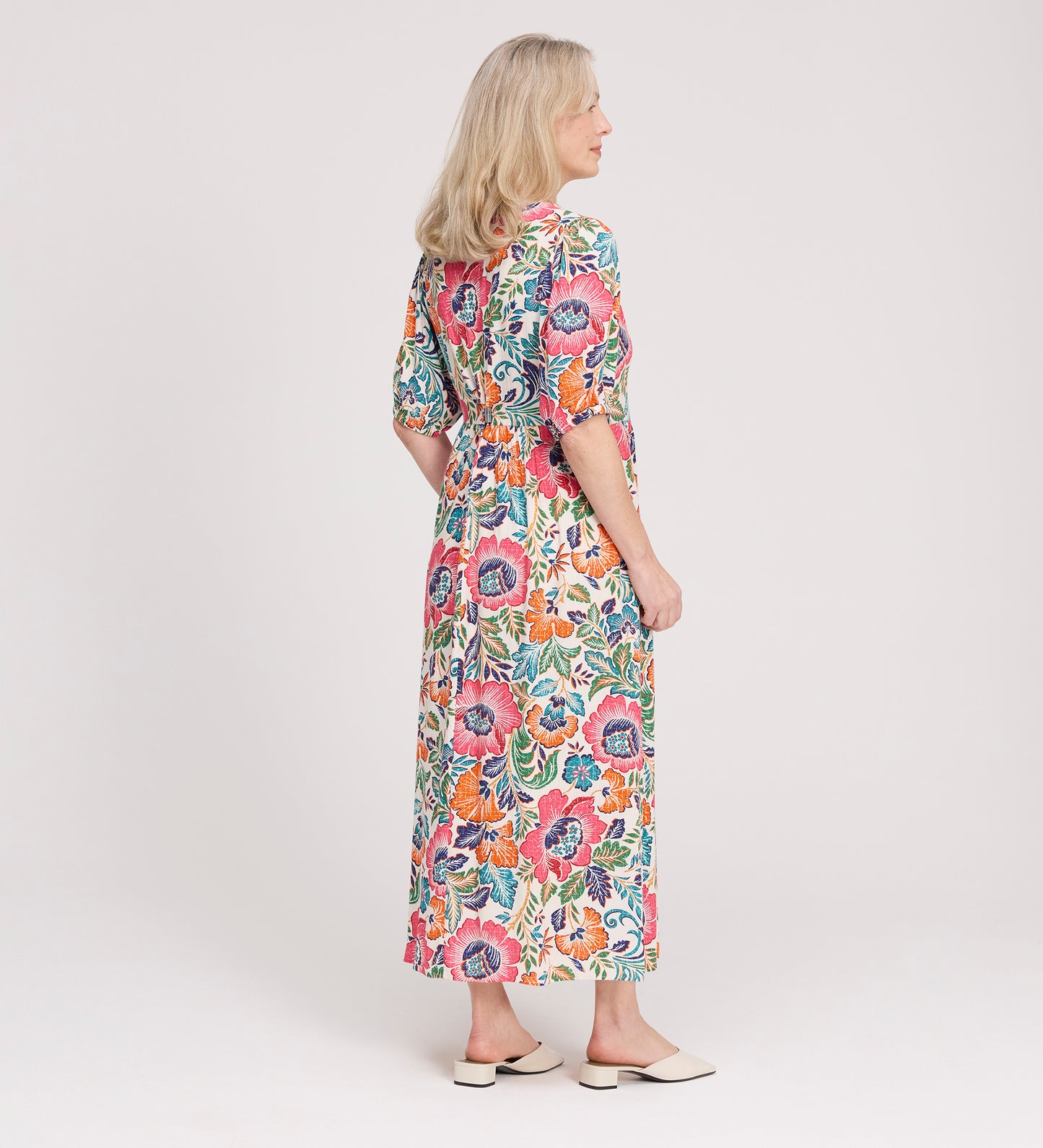 Logan Pink Floral Midi Dress