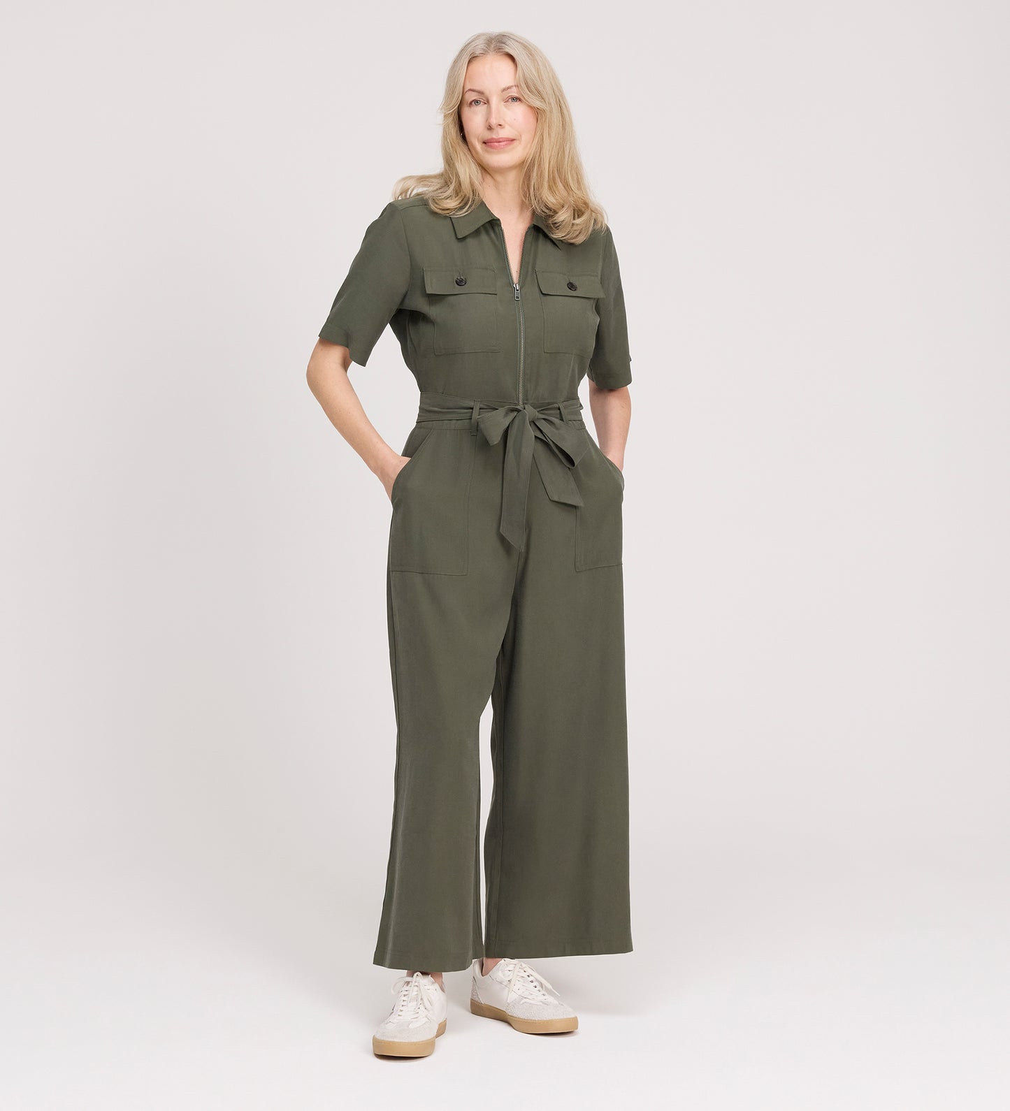 Marie Khaki Cupro Jumpsuit