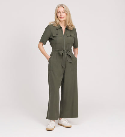 Marie Khaki Cupro Jumpsuit