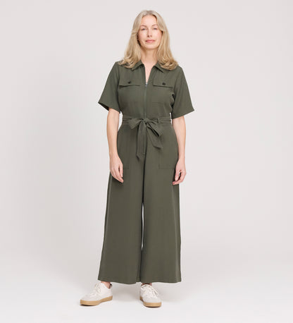 Marie Khaki Cupro Jumpsuit
