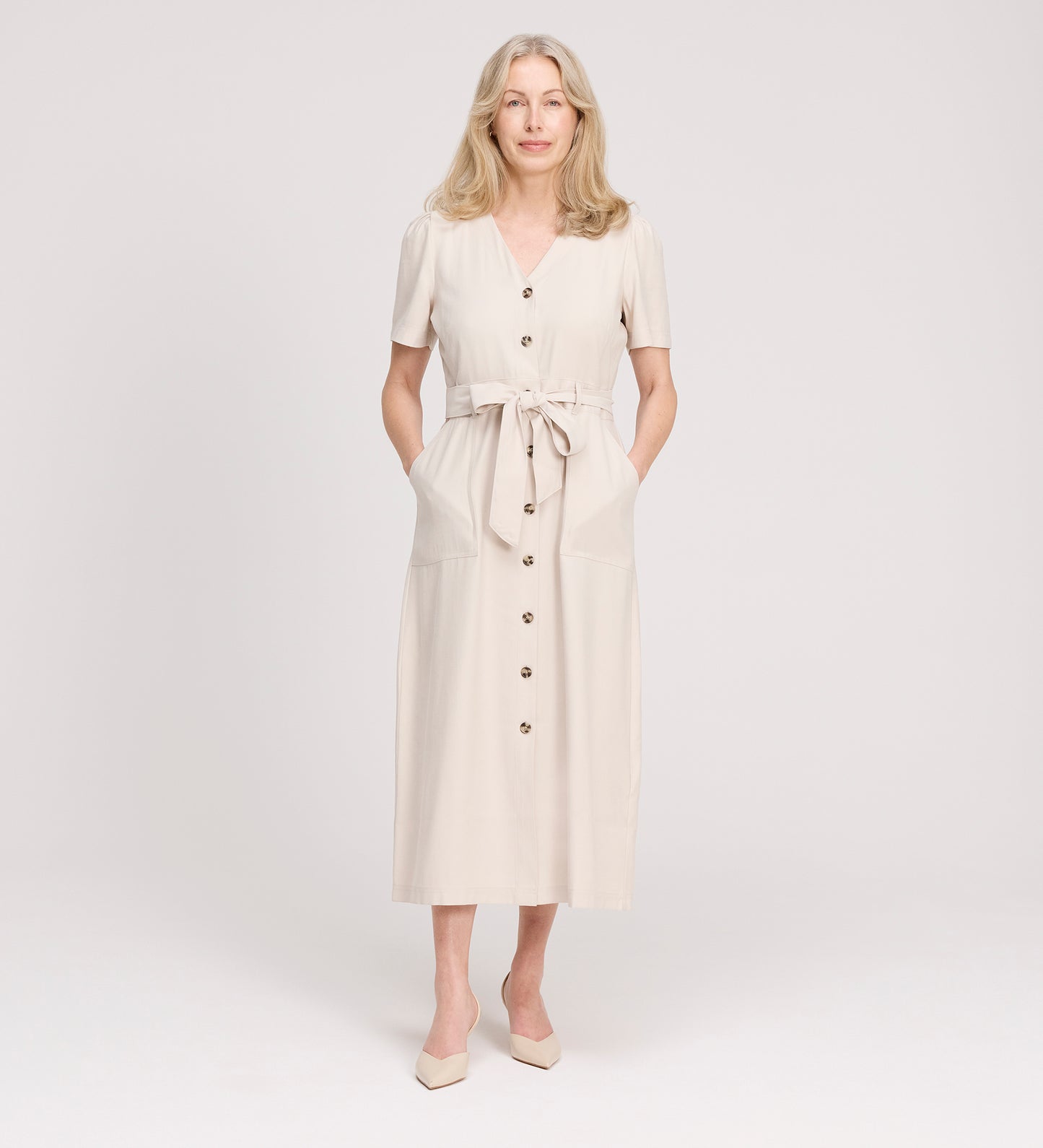 Priscilla Stone Cupro Midi Dress