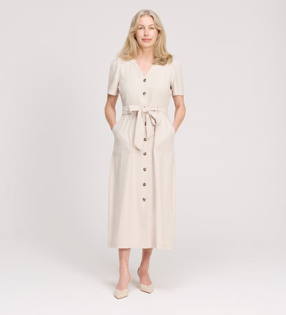 Priscilla Stone Cupro Midi Dress