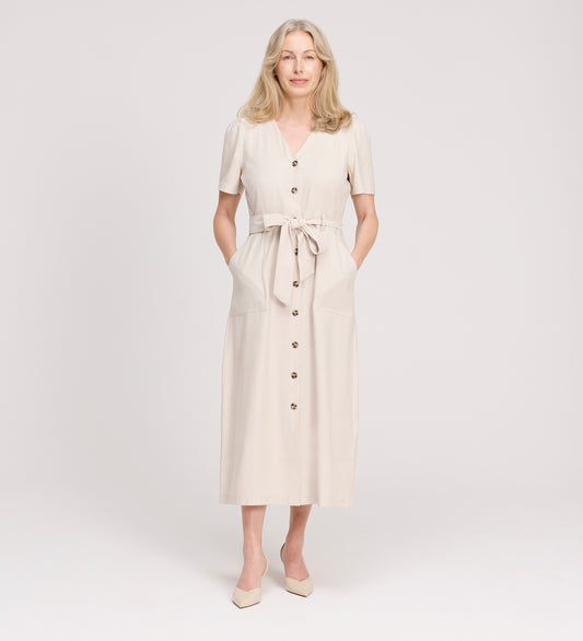 Priscilla Stone Cupro Midi Dress