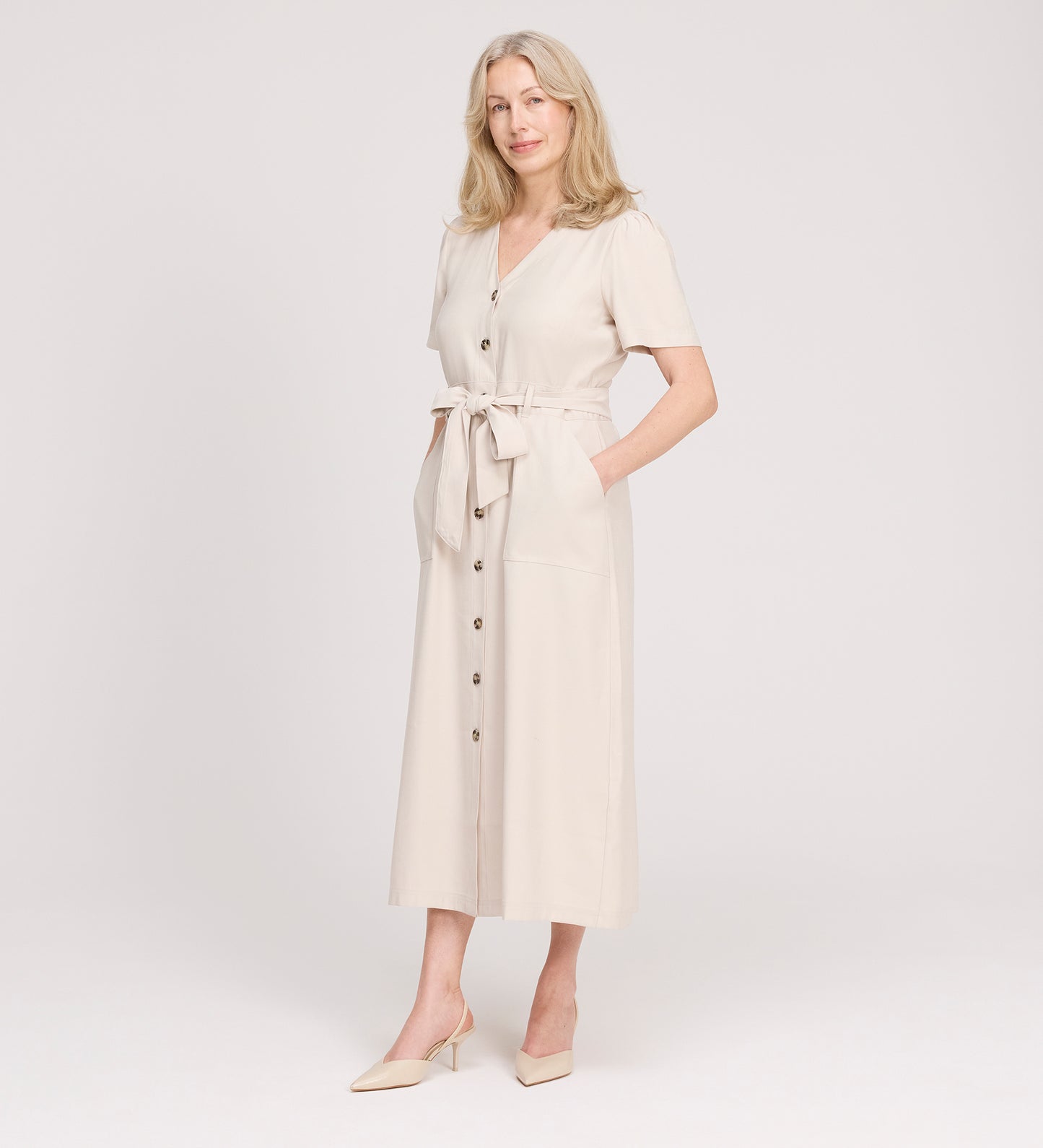 Priscilla Stone Cupro Midi Dress