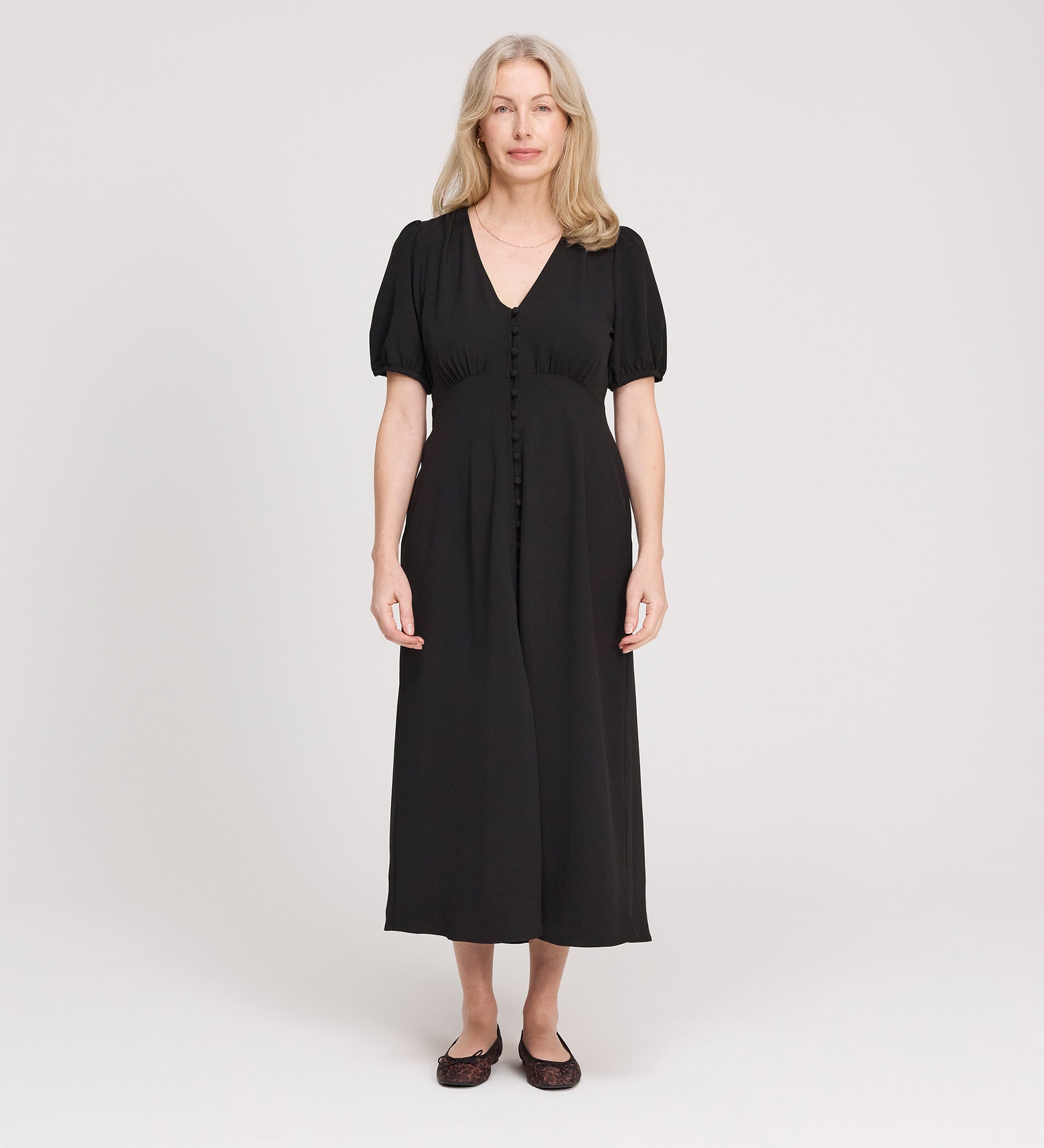 Robyn Black Button Through Midi Dress  Finery London