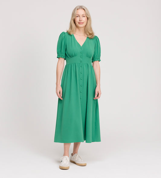 Samantha Green Button Through Midi Dress