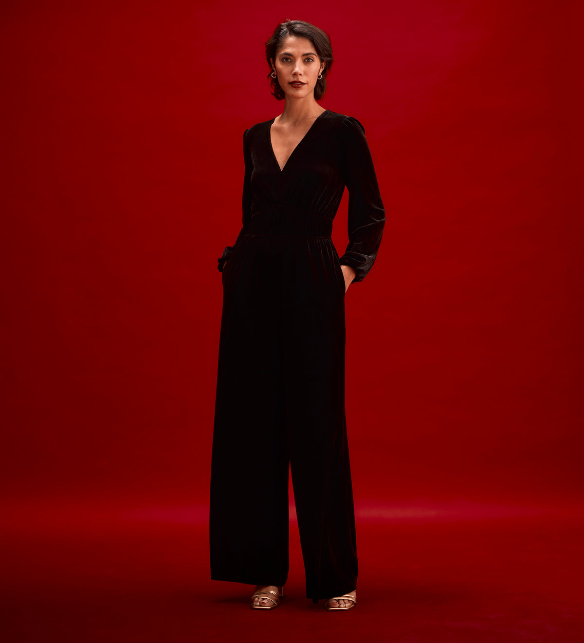 Anna Black Velvet Jumpsuit