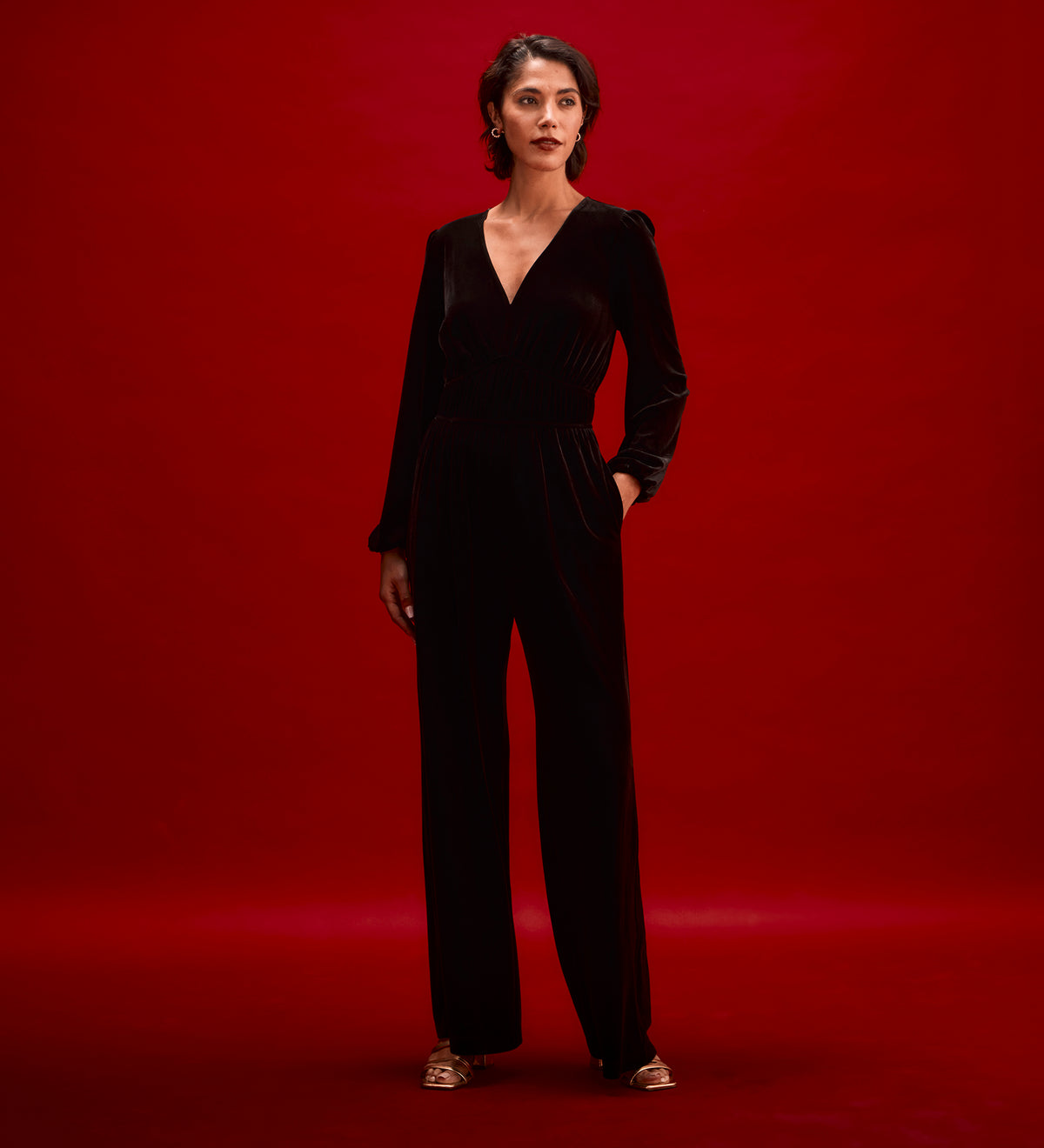 Anna Black Velvet Jumpsuit