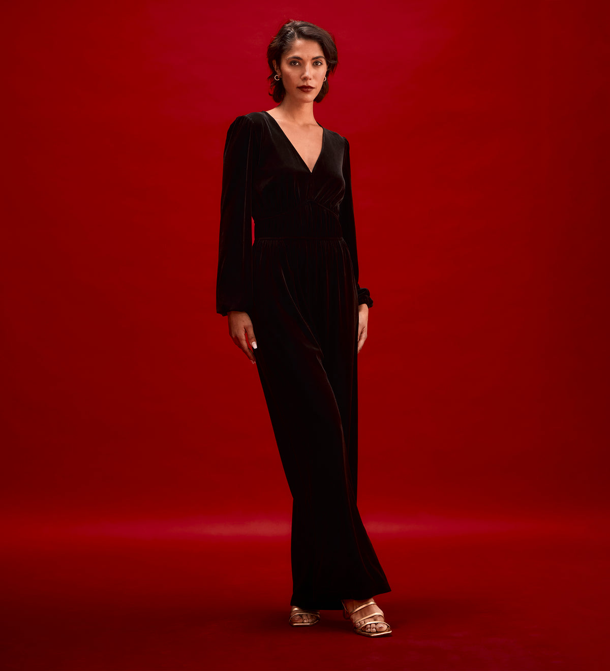 Anna Black Velvet Jumpsuit