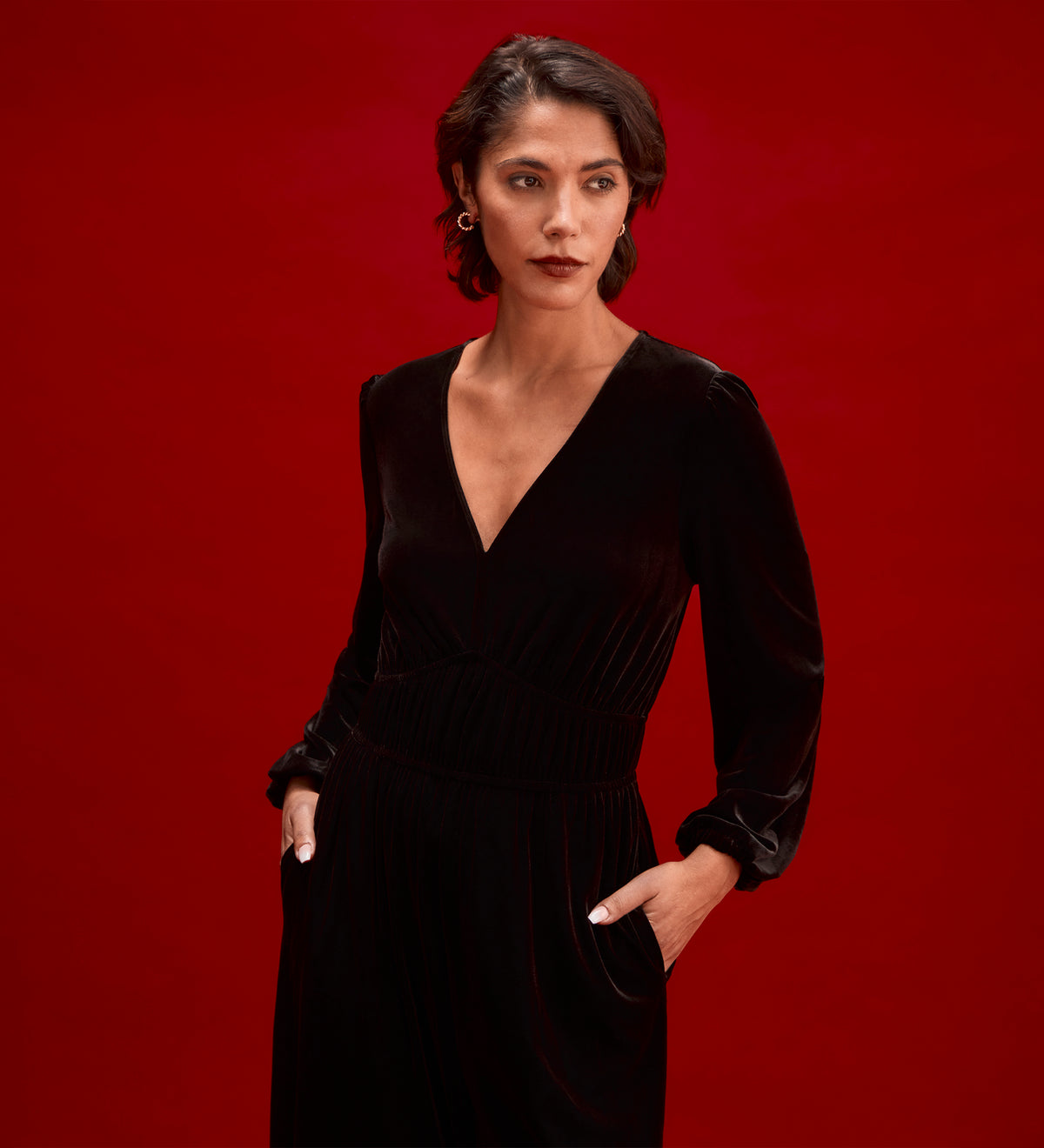 Anna Black Velvet Jumpsuit