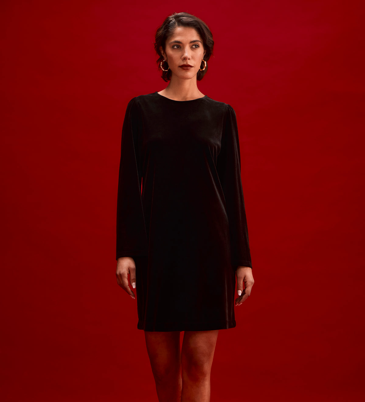 Hattie Black Velvet Short Dress