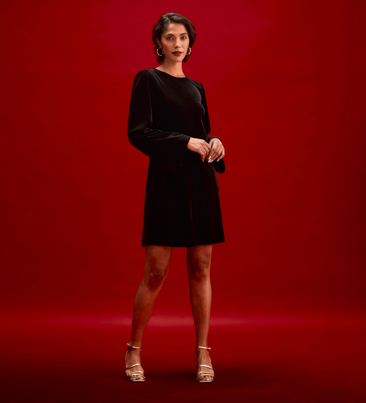 Hattie Black Velvet Short Dress