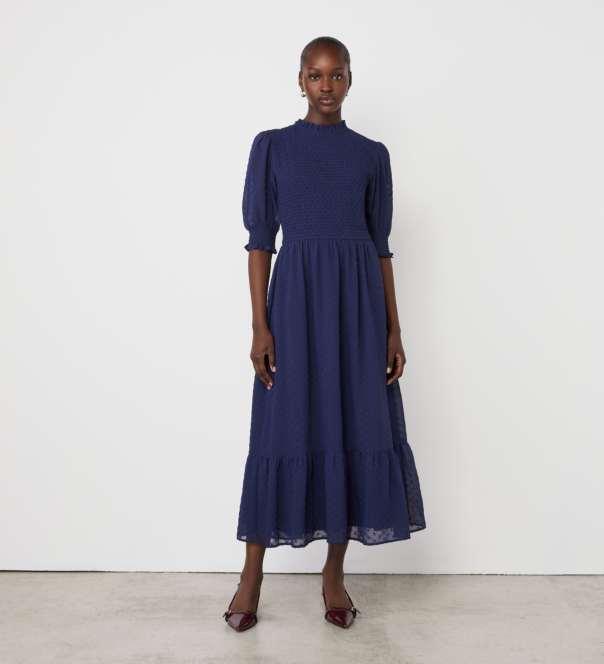 Amelia Navy Chiffon Midi Dress Finery London Amelia Navy Chiffon Midi Dress Finery London