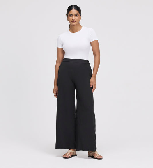 Apollo Black Wide Leg Tailored Trousers