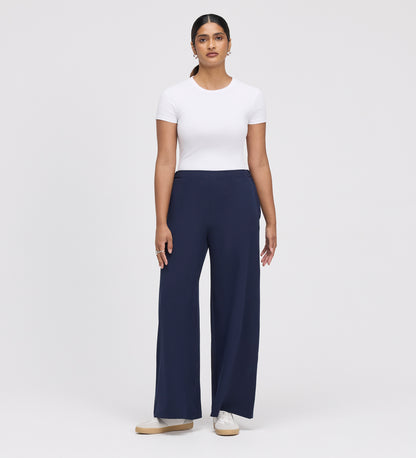 Apollo Navy Wide Leg Tailored Trousers