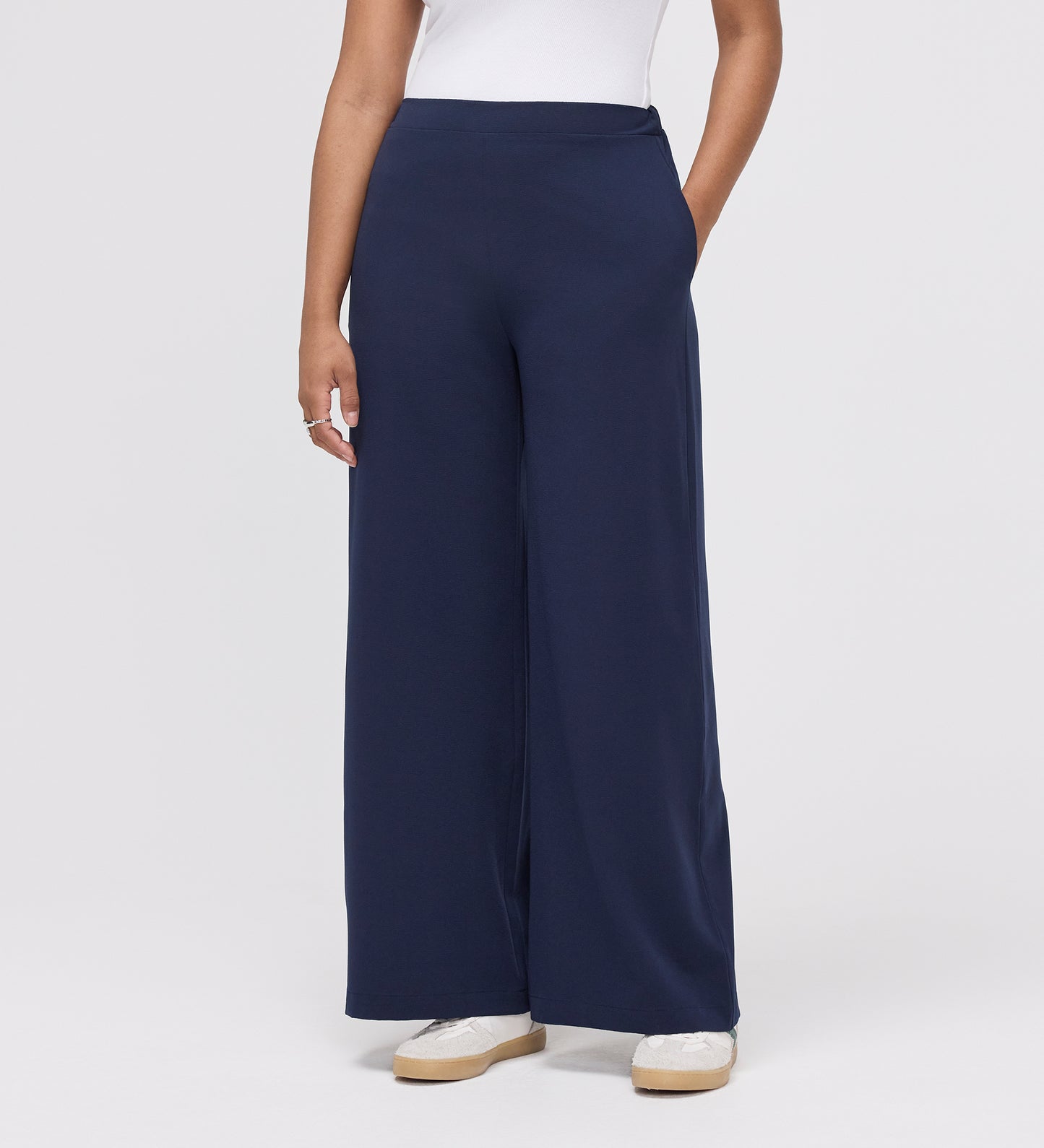 Apollo Navy Wide Leg Tailored Trousers