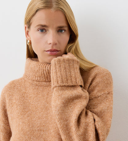 Arabella Brown Ombre Knitted Roll Neck Jumper