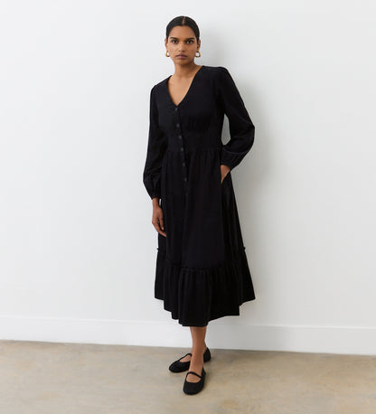 black corduroy dress long sleeve Laurent Licorice Corduroy Dress