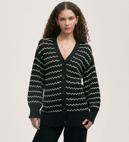 Alena Black Crochet Cardigan – Finery London