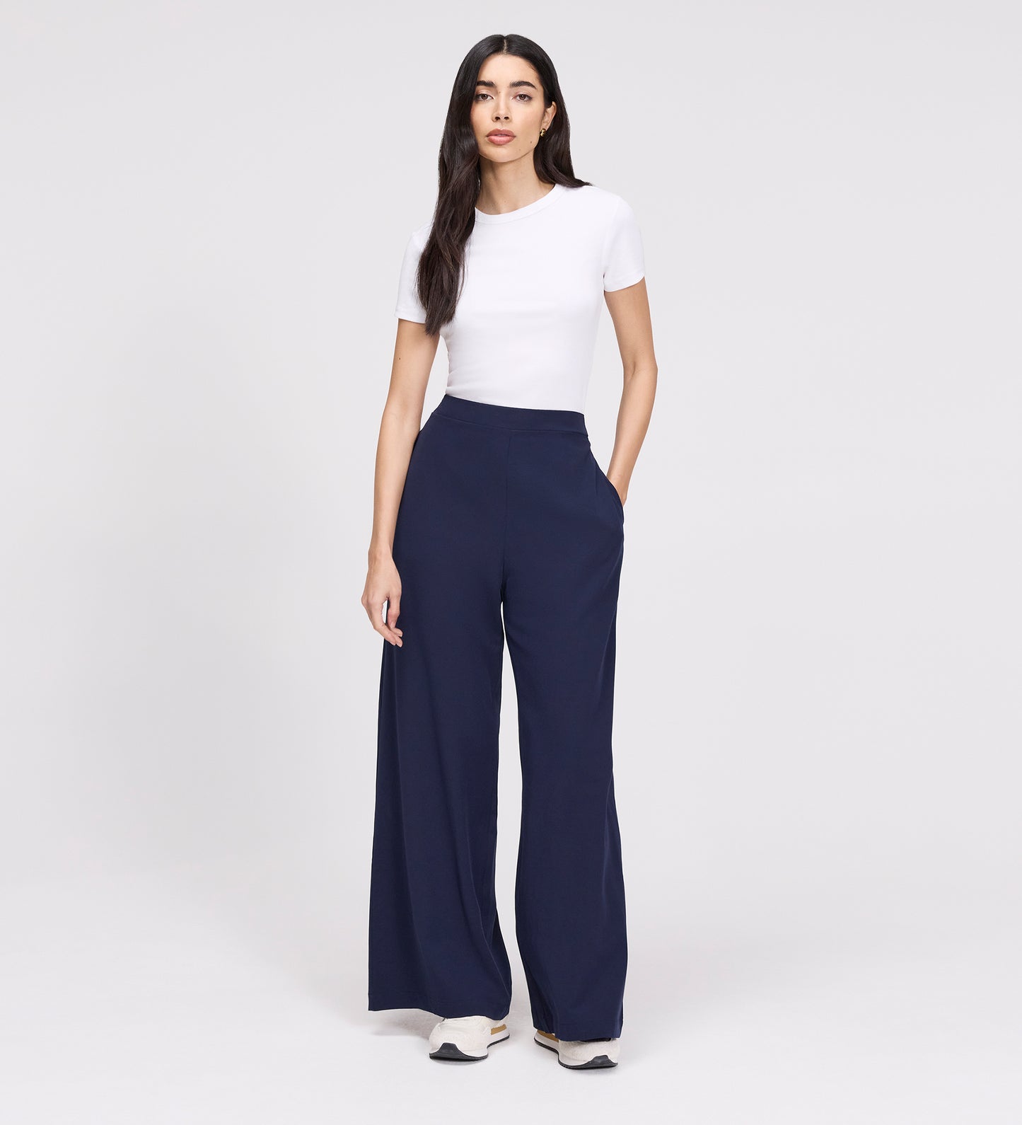 Apollo Navy Wide Leg Tailored Trousers