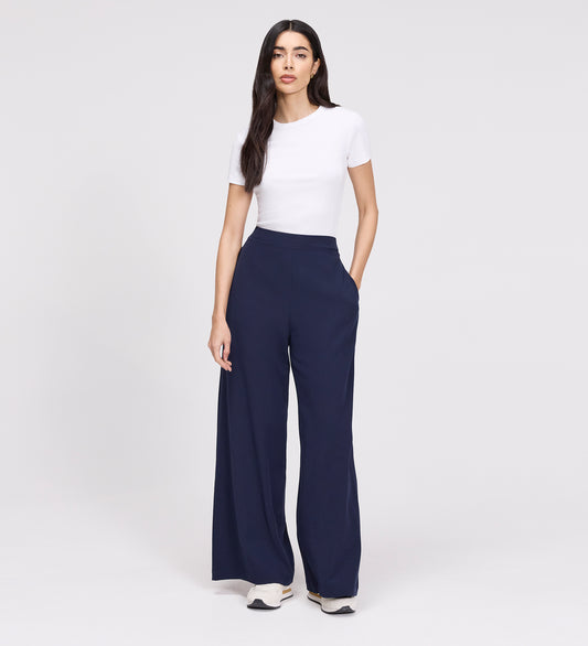 Apollo Navy Wide Leg Tailored Trousers