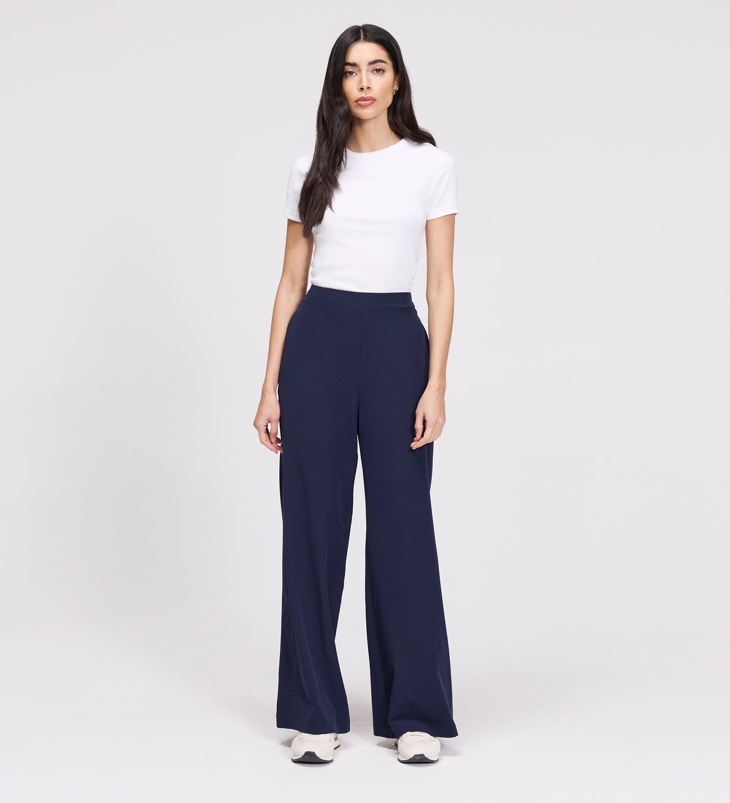 Apollo Navy Wide Leg Tailored Trousers