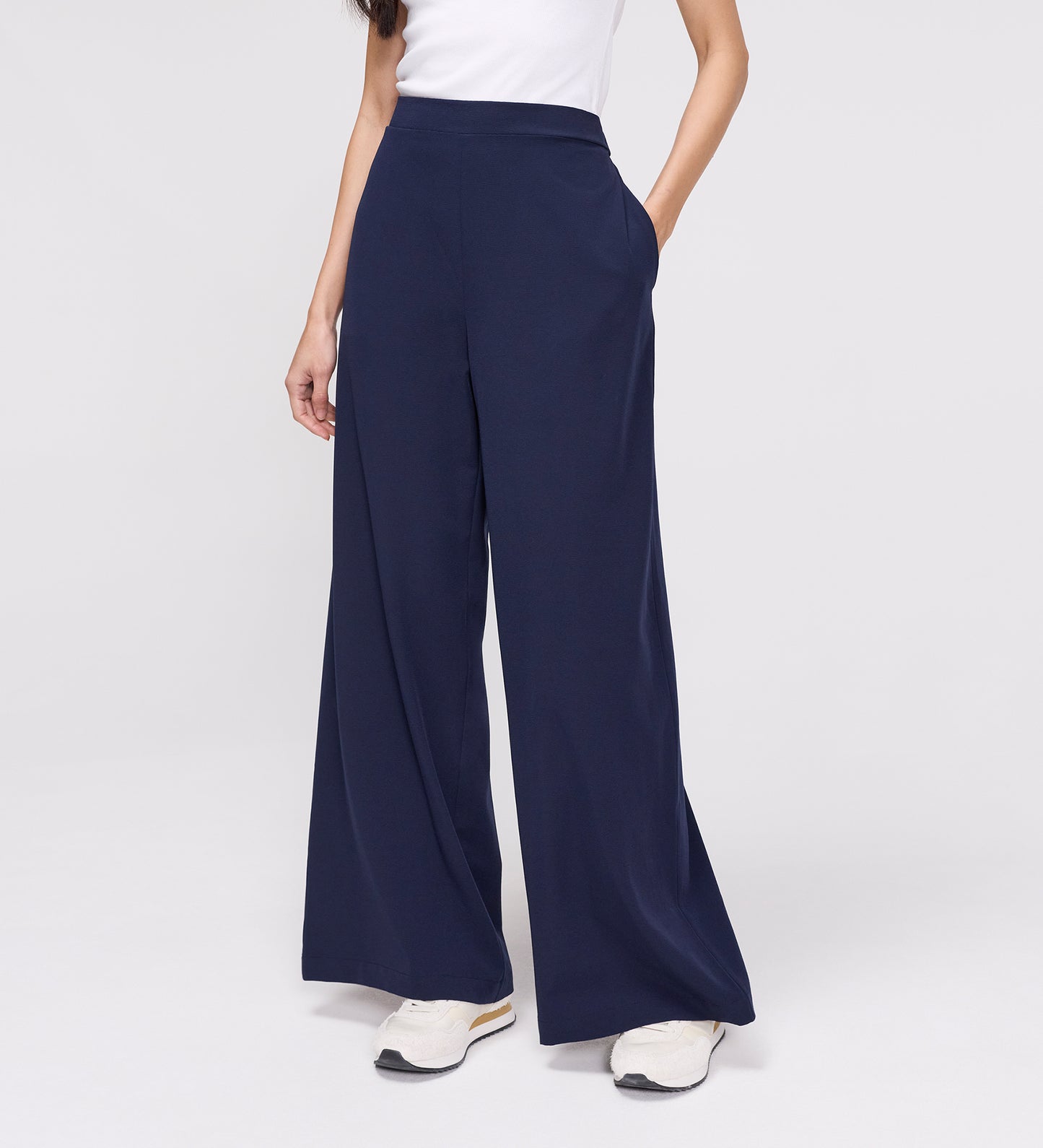 Apollo Navy Wide Leg Tailored Trousers